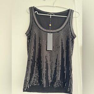 Kobi Halperin Black Sequin Tank Top